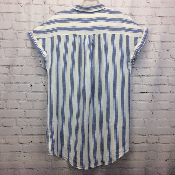 C &C California Linen Shirt Dress Women's Size 3X Blue/White Stripe Lagenlook - Picture 7 of 10
